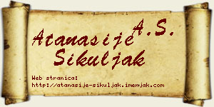 Atanasije Šikuljak vizit kartica